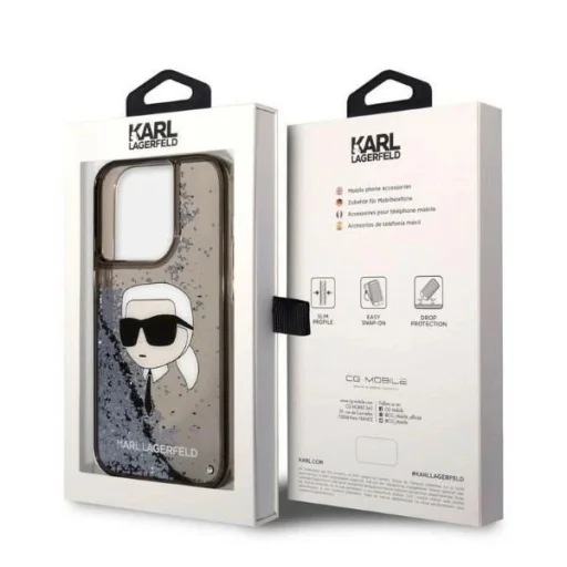 Karl Lagerfeld KLHCP14LLNKHCK iPhone 14 Pro 6.1" fekete/fekete keménytok Glitter Karl Head tok - 8
