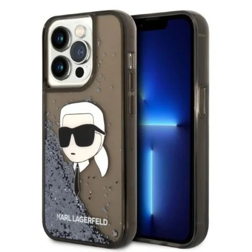Karl Lagerfeld KLHCP14LLNKHCK iPhone 14 Pro 6.1" fekete/fekete keménytok Glitter Karl Head tok - 1