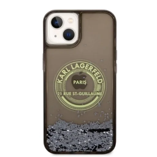 Karl Lagerfeld Liquid Glitter RSG tok iPhone 14 - fekete - 3