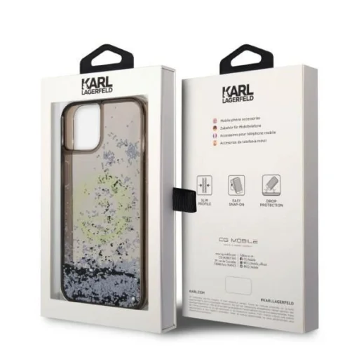 Karl Lagerfeld Liquid Glitter RSG tok iPhone 14 - fekete - 8