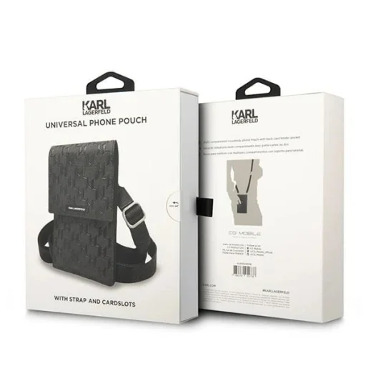 Karl Lagerfeld Kézitáska KLWBSAMSMK fekete/fekete Monogram Plate - 5