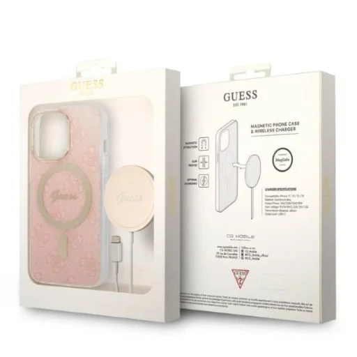 Set Guess GUBPP13LH4EACSP tok + töltő iPhone 13 Pro rózsaszín/kemény tok 4G Print MagSafe - 10