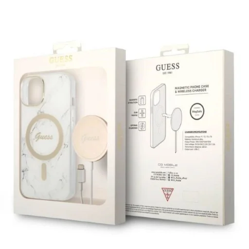 Guess GUBPP14MHMEACSH tok+ töltő iPhone 14 Plus 6.7" fehér/fehér kemény tok Márvány MagSafe - 10