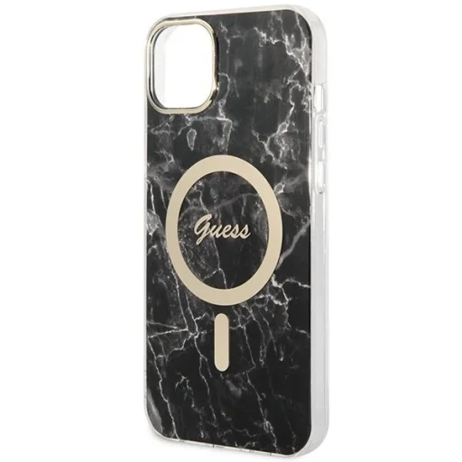 Guess GUBPP14MHMEACSK tok + töltő iPhone 14 Plus 6.7" fekete/fekete kemény tok Marble MagSafe - 6