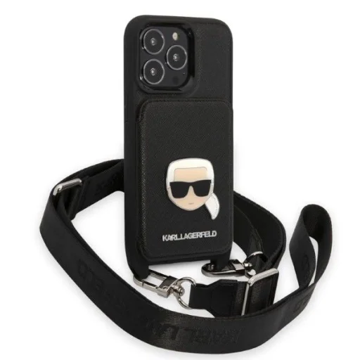 Karl Lagerfeld KLHCP13LSAKHPK iPhone 13 Pro Hardcase Saffiano Metal Karl Head tok - 4
