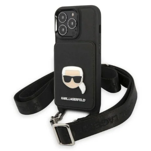 Karl Lagerfeld KLHCP13LSAKHPK iPhone 13 Pro Hardcase Saffiano Metal Karl Head tok - 1