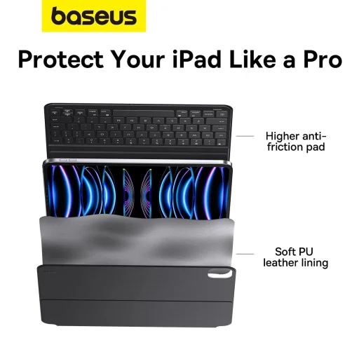 Baseus Brilliance Series billentyűzetes tok iPad Pro 12.9'' (2022/2021/2020/2019) + USB-C kábel - fekete - 17