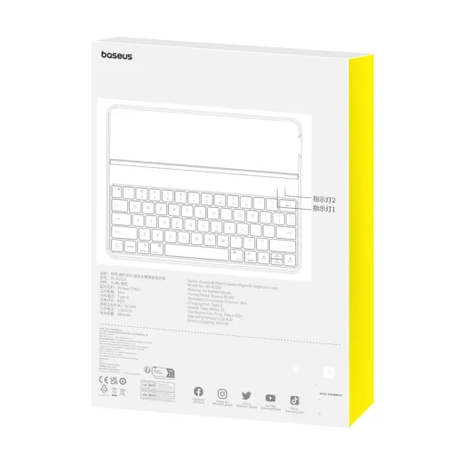 Baseus Brilliance Series billentyűzetes tok iPad Pro 12.9'' (2022/2021/2020/2019) + USB-C kábel - fekete - 6