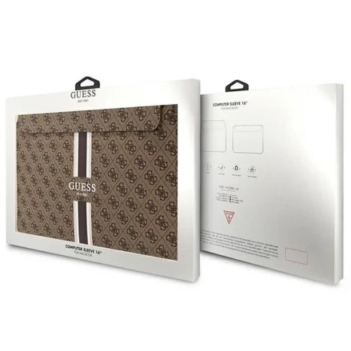 Guess 4G Nyomtatott Csíkos laptop tok 16"-os laptophoz - barna - 4