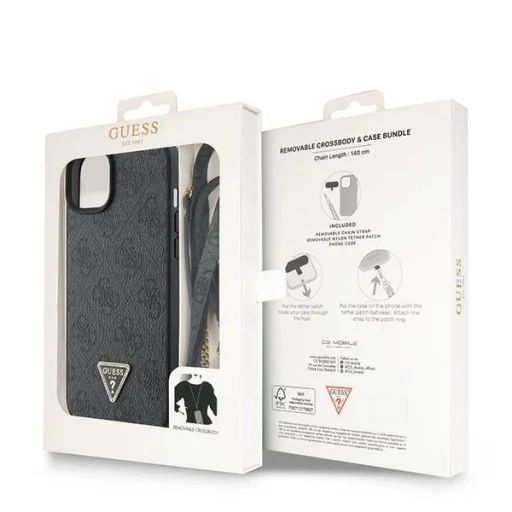 Guess GUHCP15MP4TDSCPK iPhone 15 Plus 6.7" fekete/fekete kemény tok Crossbody 4G Metal Logo tok - 9