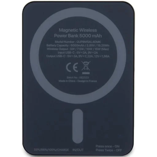 Guess MagSafe 4G Strassed Metal Logo indukciós powerbank 15W 5000mAh - fekete - 3