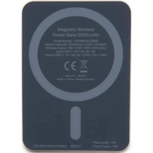 Guess MagSafe Metal Script Logo indukciós powerbank 15W 5000mAh - arany - 3