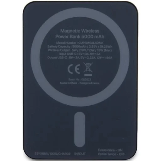 Guess MagSafe Metal Script Logo indukciós powerbank 15W 5000mAh - fekete - 3