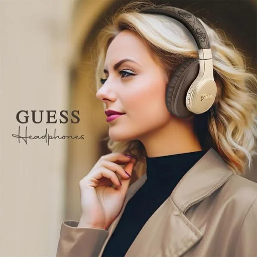 Guess Bluetooth on-ear fejhallgatók GUBH604GEMW barna/barna 4G Script - 4