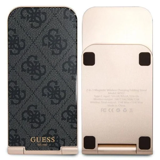 Guess 4G Pattern MagSafe összecsukható 2 az 1-ben 15W induktív töltő - fekete - 5