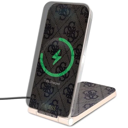 Guess 4G minta MagSafe összecsukható 2 az 1-ben 15W induktív töltő - barna - 2
