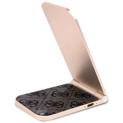 Guess 4G minta MagSafe összecsukható 2 az 1-ben 15W induktív töltő - barna - 3