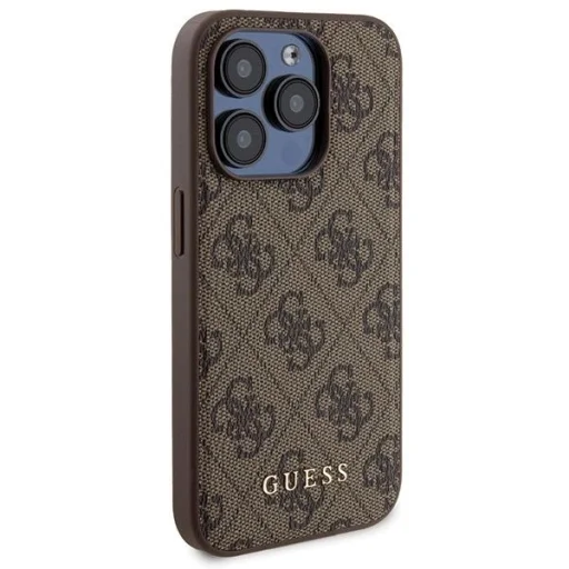 Guess 4G Fém Logós tok szett iPhone 15 Pro-hoz + 5000mAh MagSafe power bank - barna tok - 4