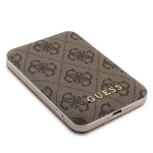 Guess 4G Fém Logós tok szett iPhone 15 Pro-hoz + 5000mAh MagSafe power bank - barna tok - 10