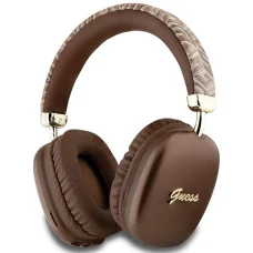 Guess GCube Metallic Script Logo bezdrôtové Bluetooth slúchadlá - hnedé