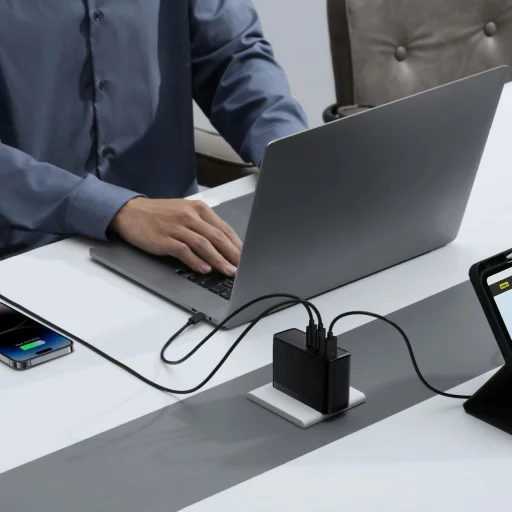 Baseus GaN5 Pro GaN hálózati töltő 2x USB-C / USB-A 160W - fekete + USB-C - USB-C 240W kábel - fekete - 14