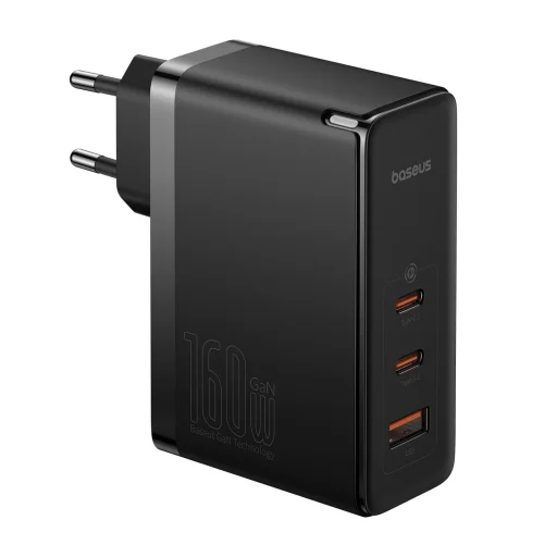 Baseus GaN5 Pro GaN hálózati töltő 2x USB-C / USB-A 160W - fekete + USB-C - USB-C 240W kábel - fekete - 3