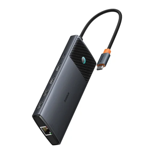HUB 10 az 1-ben Baseus Metal Gleam Series USB-C to USB-C PD / USB-C / 3x USB-A / 2x HDMI / RJ-45 / SD / TF - fekete - 2