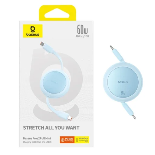 Baseus Free2Pull Mini USB-C to USB-C 60W USB kábel, 1m (kék) - 4