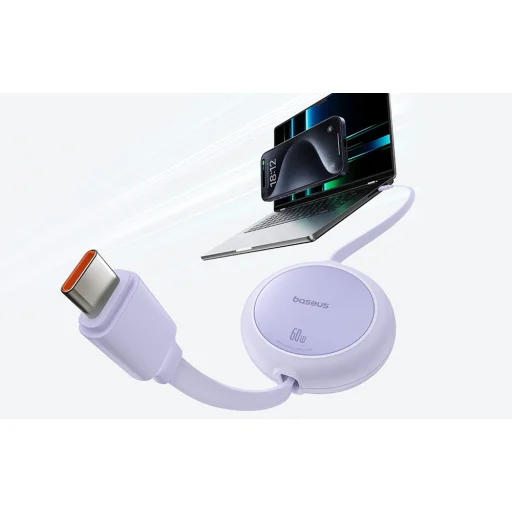 Baseus Free2Pull Mini USB-C to USB-C 60W USB kábel, 1m (lila) - 6