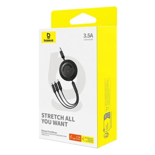 3-az-1-ben Baseus Free2Draw USB-ről M+L+C 100W kábel, 1,1 m (fekete) - 6