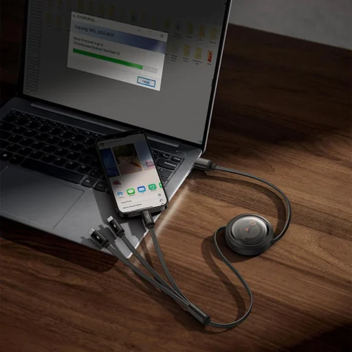 Baseus Free2Draw Gyors Töltőkábel 3 az 1-ben, USB to micro USB + USB-C + Lightning, 3.5A, 1.1m (fehér) - 7