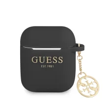 Guess 4G Charm Szilikon Tok AirPods 1/2 Fekete