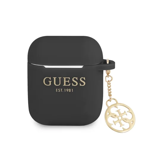 Guess 4G Charm Szilikon Tok AirPods 1/2 Fekete - 1