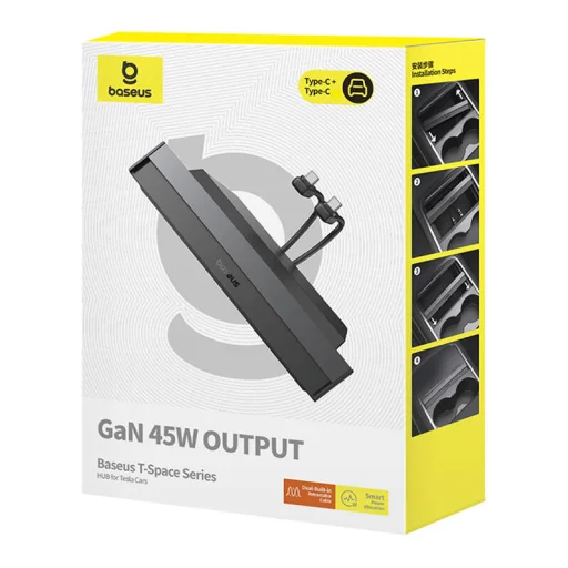 Hub Baseus T-Space USB-C Lightning kábellel Tesla-hoz (fekete) - 7