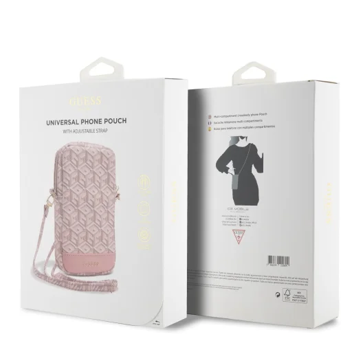 Guess PU G Cube Wallet Phone Bag Zipper Pink tok - 5