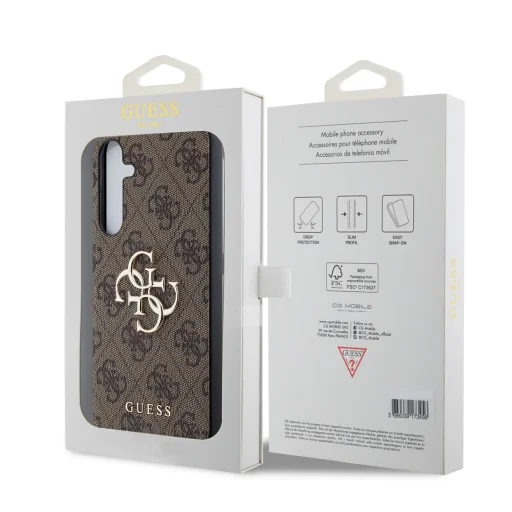 Guess PU 4G Metal Logo tok Samsung Galaxy A35 5G-hez Barna - 6