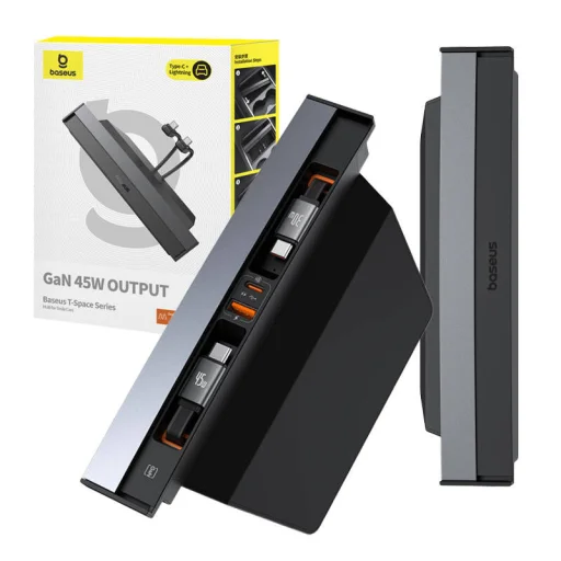 Hub Baseus T-Space USB-C to USB-C kábelekkel Tesla autókhoz (fekete) - 9