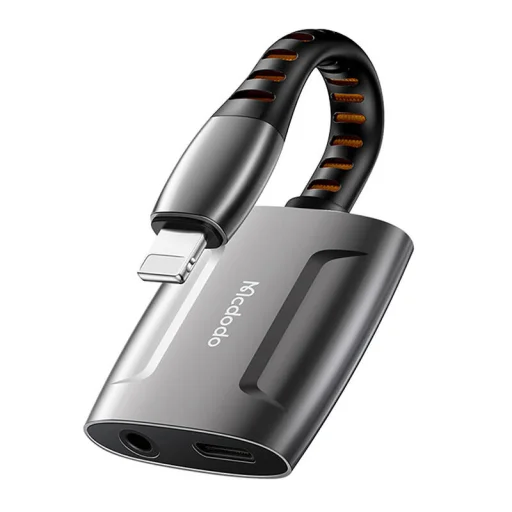 Lightning to Lightning + AUX 3.5mm mini jack adapter, Mcdodo CA-6340 (fekete) - 3