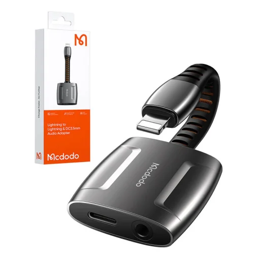 Lightning to Lightning + AUX 3.5mm mini jack adapter, Mcdodo CA-6340 (fekete) - 4