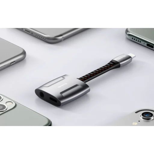 Lightning to Lightning + AUX 3.5mm mini jack adapter, Mcdodo CA-6340 (fekete) - 5