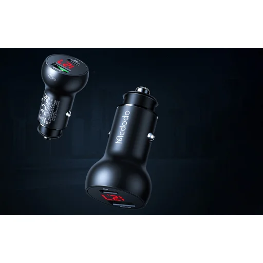 Mcdodo CC-7030 autós töltő, USB + USB-C, kijelzővel, 45W (Fekete) - 8