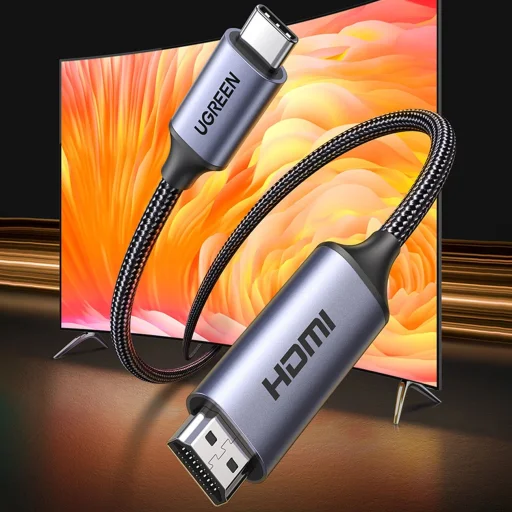 USB C - HDMI 2.1 8K 60Hz Kábel 1.5m Ugreen CM565 - Szürke - 2
