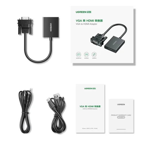 Ugreen átalakító kábel VGA (male) - HDMI (female) 0.15m fekete (CM513) - 6