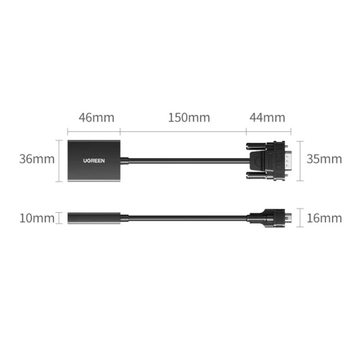 Ugreen átalakító kábel VGA (male) - HDMI (female) 0.15m fekete (CM513) - 12