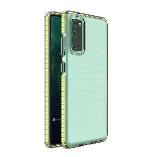 Spring Case átlátszó TPU zselés védőtok színes kerettel Samsung Galaxy A72 4G sárga tok - 1