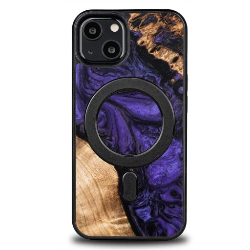 Wood and Resin tok iPhone 13 MagSafe Bewood Unique Violet - Lila és Fekete - 1