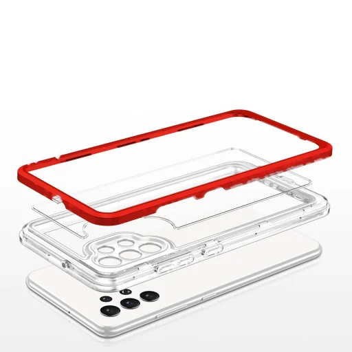 Clear 3in1 tok Samsung Galaxy A72 4G Frame Gel Cover Red - 5