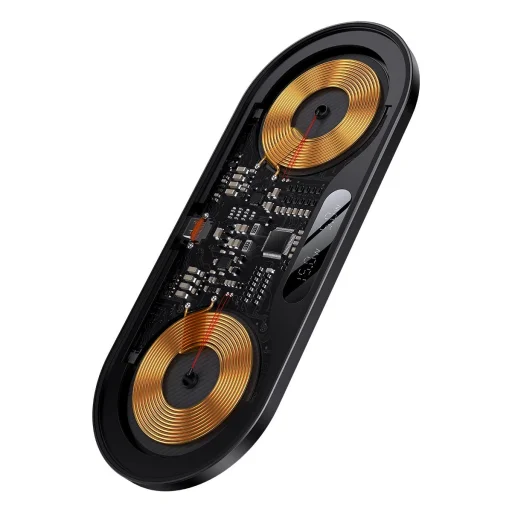 Baseus Digital LED kijelzős, dupla vezeték nélküli töltő kijelzővel 20W fekete (WXSX010101) - 5