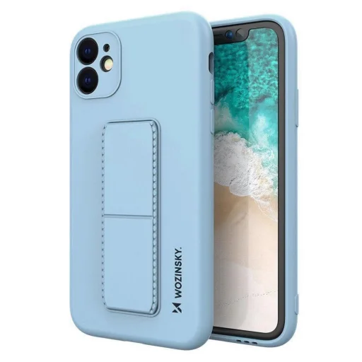 Wozinsky Kickstand Case szilikon tok állvánnyal iPhone 12 világoskék - 1