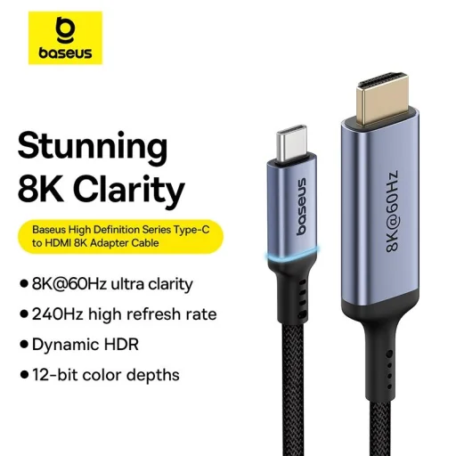 Baseus BS-OH064 8K 60Hz USB-C - HDMI kábel 1,5m - fekete - 11